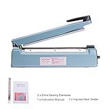 Metronic Impulse Sealer 12 inch/300mm Tabletop Poly Bags Heat Sealers Manual Impulse Sealer Machine with 2 Replacement Kits Blue
