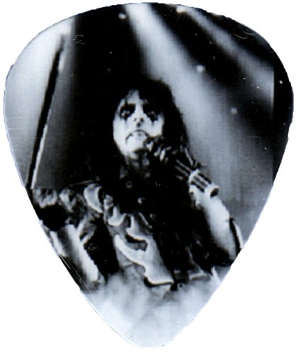 Unique and Custom ".76 MM Thick - Medium Gauge Hard Plastic - Round Tip" Guitar Pick with Alice Cooper Rock Legend {White and Black - Single Pick}