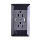 GREENCYCLE 1 PK Dual USB Port Black Electric Wall Charger Power Outlet Panel Plate Dock Station Socket ¡­