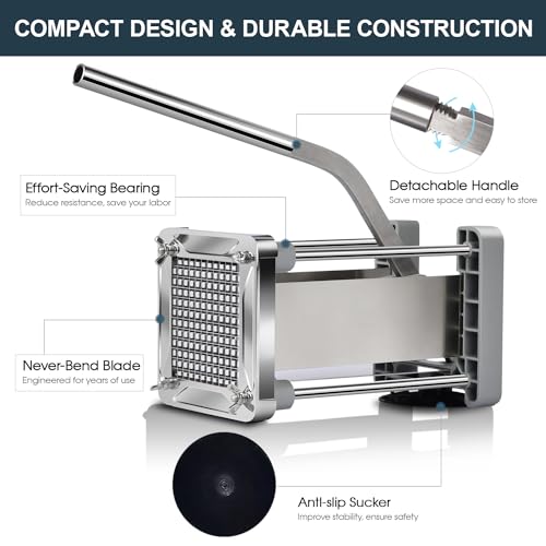 Sopito Professional French Fries Cutter Stainless Steel with Blades 12 x 12 mm and 6 x 6 mm, for Potatoes, Cucumbers, Carrots