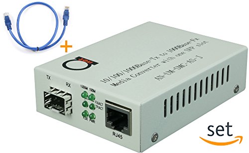 Open SFP slot - Gigabit Ethernet - Fiber Optic Media Converter - to UTP Cat5e/Cat6 10/100/1000 Copper - AutoSensing - SFP Slot Supporting Any Mini GBIC/SFP Gigabit Type - Jumbo Frame & LLF support