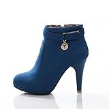 Latasa Women's Fashion Nubuck&velvet Ankle-high High-heel Boots,platform Boots, Buckles Decoration, Zips Side