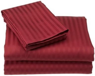 500 Thread Count Striped Sheet Set 100% Egyptian Cotton Burgundy King