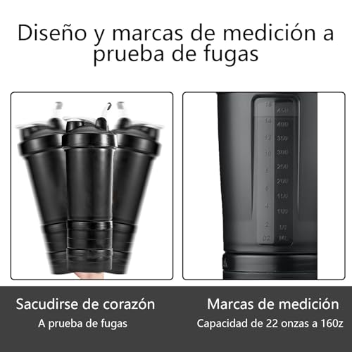 (2 piezas)650ML Blender bottles shaker,shaker blender bottles Con 3 niveles caja de almacenamiento,vaso para proteina,Botella para proteina de coctelera,Apto para fitness y deportes, mezcla en polvo