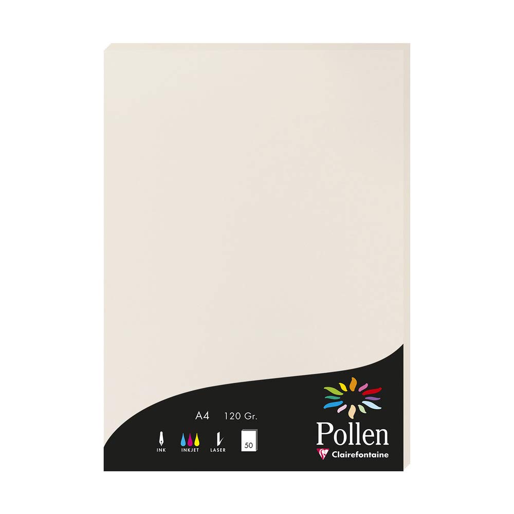 Clairefontaine 4268C Wallet of 50 Sheets Format A4 (21x29,7cm) 120gsm colour Pearl Grey Invitation Paper Events Correspondence Pollen Range Premium Smooth