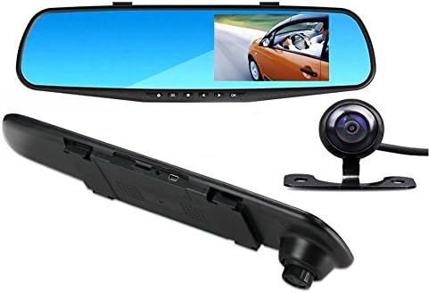 Car Camera 4.3 inch LCD HD 1080P Dash Cam Car Video Camera Car Video Recorder with Dual Lens for Vehicles Front & Rearview Mirror DVR Vehicles G-Sensor, Loop Recording, 170 Degrees