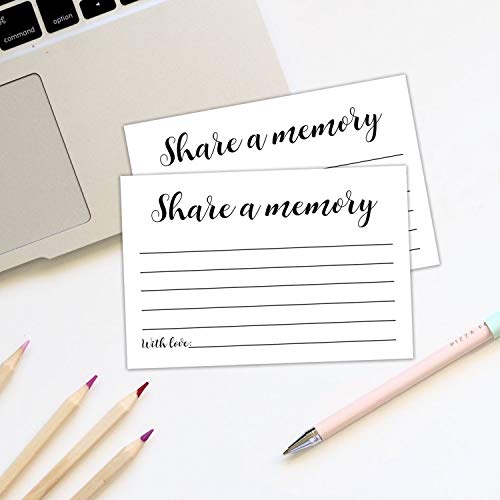50 Pack Share a Memory Cards, Share a Memory Card for Funeral, Birthday, Retirement, Anniversary, Wedding, Celebration of life, Going Away Party Decorations, 4x6 Inch