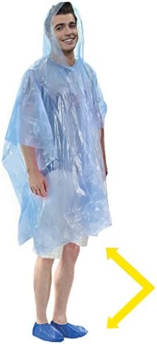 EMERGENCY KIT!! Head to Toe Protection in a Convenient Combo Pack, 5 Blue Disposable Hooded Rain Ponchos and Water Resistant Shoe Covers!!