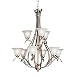 Kichler 2520NI Dover, 2-Tier Chandelier, 9 Light, 540 Watts, Brushed Nickel