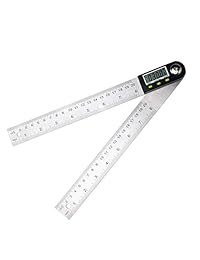 Beslands   Localizador de ángulos digital de 7.9 in, 7.874 in, con gonómetro (regla de acero inoxidable de 360 grados con función de bloqueo y cero)