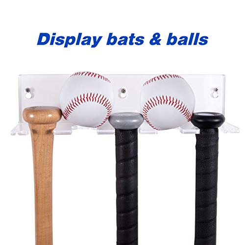 RonXer Bat Rack Holder Display,Softball Baseball Bat Wall Mount for Souvenir Storage -Acrylic,Clear - Thumbnail 3