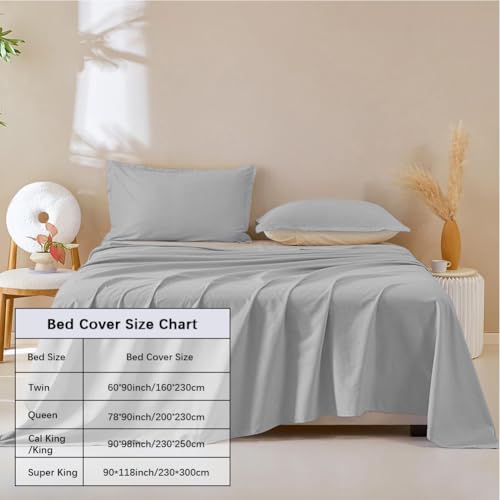 DUJUIKE Waterproof Bed Sheet Pet Hair Resistant Dog Cat Bed Sheet Mattress Protector for Kids Waterproof Breathable Fabric (Grey, Queen 200x230cm)