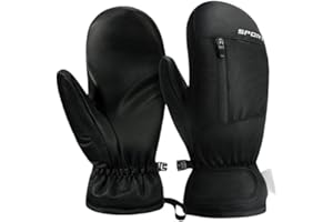 JJZS Waterproof Ski Mittens Ski Glove for Women Men Youth Winter Cold Weather Snow Gloves with Hands Warmer Zipper Pocket