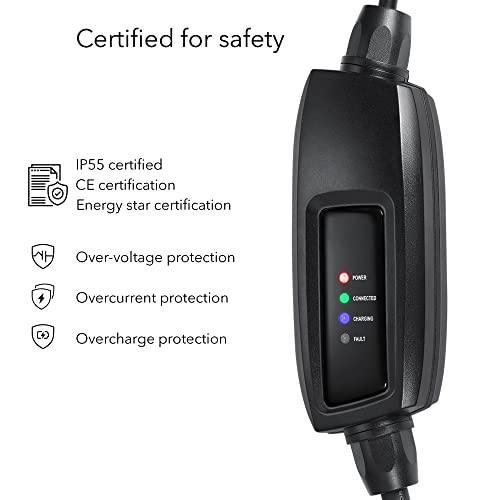 Lectron NEMA 515 Level 1 EV Charger 110V 16 Amp with 21 ft Extension Cord Compatible with