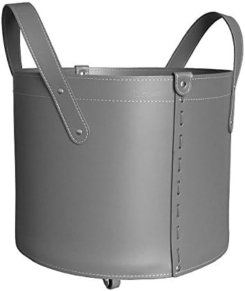 Tonda: Log and Pellet Holder, Made of Regenerated Leather (not Faux Leather) in Anthracite Grey, with gummed Wheels.