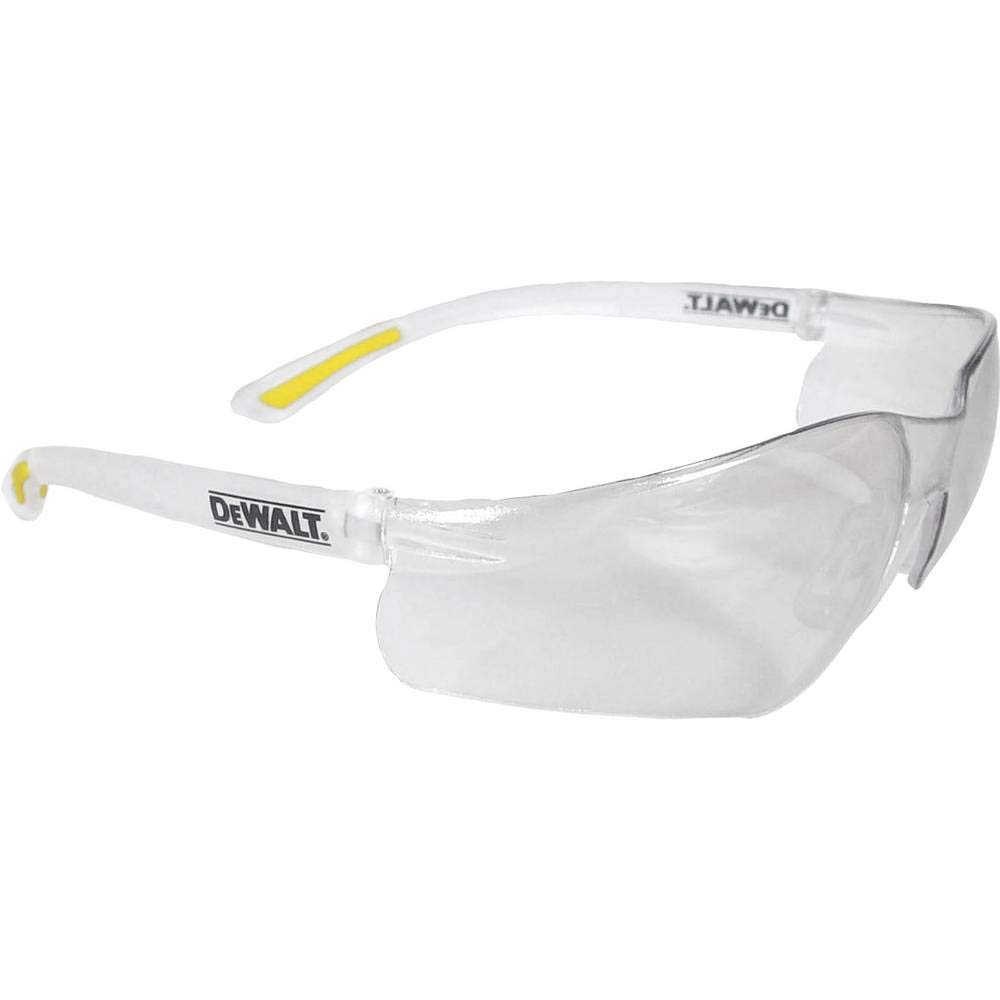 DEWALT Contractor Pro ToughCoat Safety Glasses - Clear Lightweight Protective Safety Glasses with Wraparound Frame -Yellow/Clear (Packaging May Vary)