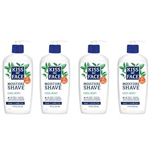 Kiss My Face 4-in-1 Moisture Shave, Cool Mint 11 Fl Oz, Pack of 4