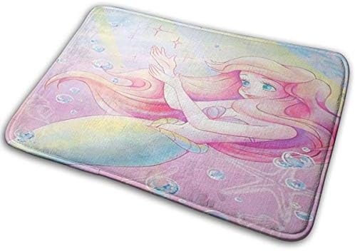 人気の定番 ウェルカムドアマットディズニーマーメイドプリンセスアリエル屋内屋外マットエントランスラグゴムノンスリップドアマット40x60 Cmインチ