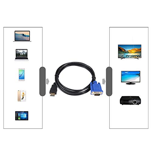 PVC 1.8M Adapter Cable High-definition HDMI To VGA Audio Adapter Portable Black