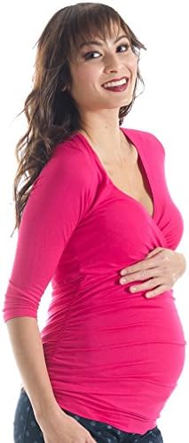 Lilac Michelle Maternity And Nursing Crossover Top - Hot Pink - Medium