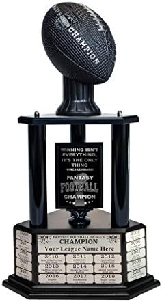 Customizable 26"-56" Fantasy Football Trophy with Free Engraving for up to 19 Years of Past Winners. Vivid Black Football