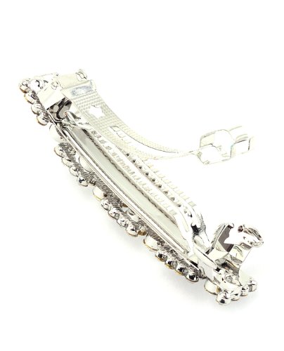 Women's Rhinestone Metal Hair Barrette Clip Hair Pin Antique Silver IMB2099, Blue