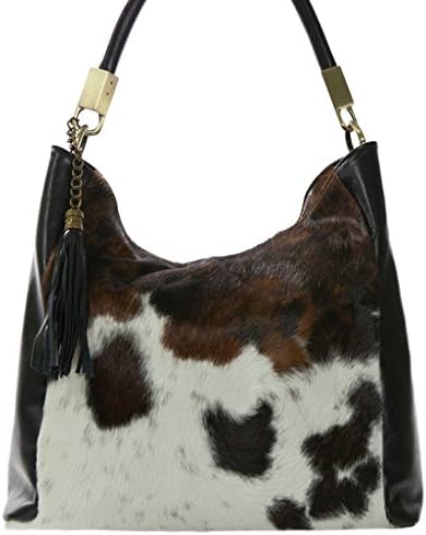 NOVARA Shoulder Bag Exclusive Italian Leather / Pony Hide Carelli Italia, with Cow Print