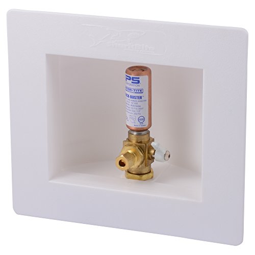 Sharkbite 25033A Ice Maker Outlet Box with Water Hammer Arrestors, 1/2 inch x 1/4 inch Compression, Push-to-Connect Copper, PEX, CPVC, PE-RT Pipe