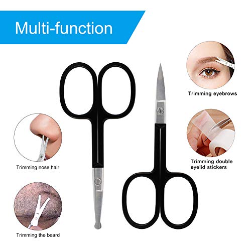 Tweezers-Set, Aooeou Surgical Grade Stainless Steel Slant Tweezers Scissors Kit for Eyebrows - Eyelash Clip Nose Face Ingrown Hair Removal Trimmer for Women Men - Thumbnail 3