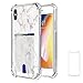 Oddss Case Compatible for iPhone Xs Max with Card Holder Slot White Marble Design Ultra-Slim Thin Soft TPU Clear Cover Compatible for iPhone Xs Max (6.5