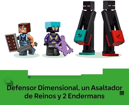 Minecraft 2 em 1 A Torre Enderman - Brinquedo Modular Conversível em 2 Fortalezas - Endermans, Endermites e Figuras do Portal do Submundo - Presente para Jogadores para Rapazes e Raparigas 9+ Anos 21279