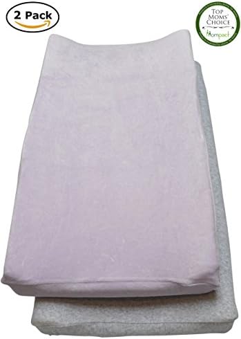 Changing Pad Cover Set, 2 Pack Ultra Plush Cotton Blend Change Pad Covers for Girls and Boys, Purple &amp; Grey