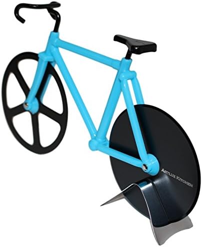 Artlux Kitchen Pizza Cutter gift- Bicycle Pizza Cutter Dual Stainless Steel Slicing Bike Wheels (Blue/Black)