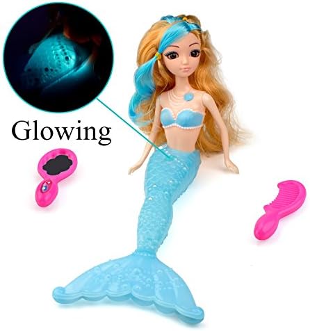 Mermaid Doll Toy for Girls or Cake Decoration, Swim in the Water at Bath Time, the Pool, and Beach (Blue)