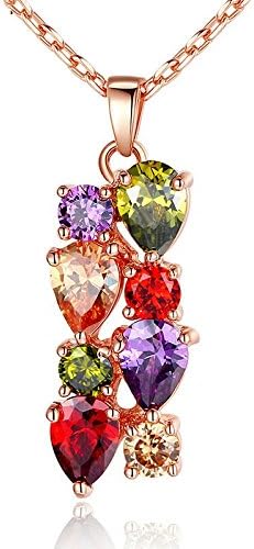 Genuine Rose Jewellery 18ct Rose Gold Plated multi coloured Crystal stones Rectangular Pendant Necklace Made With Swarovski Elements