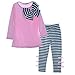 Yo Coco Girls Pink Long Sleeve Bowtie Shirts + Striped Leggings Pants 2ps Sets Size 3-4 Y