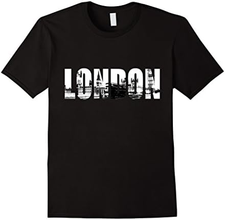 Mens London T-Shirt - Black and White Souvenir Tee Shirt 2XL Black
