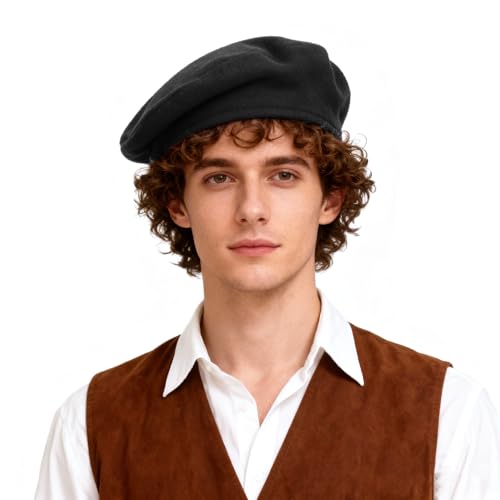 PROCOS Medieval Beret Hat Renaissance Painter Cap Classic Costume Accessories for Men Women (Black, one size) at Amazon