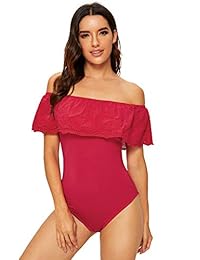 Verdusa - Body de manga corta con volantes y hombros descubiertos para mujer