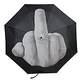 ANGTUO Creative folding erect middle finger umbrella/Fuck the Rain Umbrella,Black