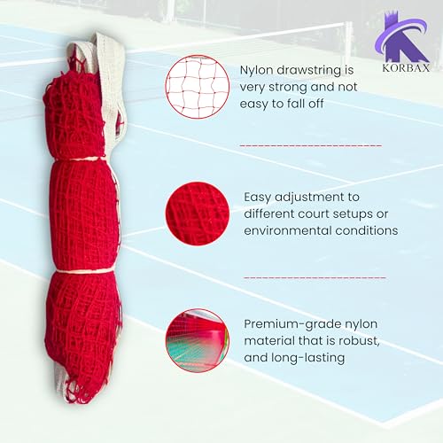 Korbax Nylon Tape Border Beginner Badminton Net for Sports, Training, Practice and Fun, Beginers Net 1