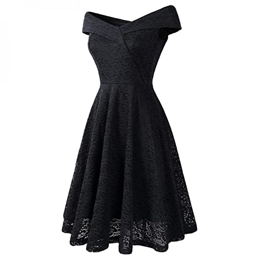 Womens Summer Off The Shoulder Dress Sexy Elegant Lace Swing Deess