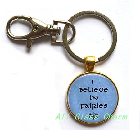 Charming Keychain，I Believe in Fairies Keychain Key Ring - Fairy Jewelry - Fairy Lover Gift - Whimsical Quote,AS060
