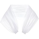 BENECREAT Detachable Tulle Shawl, 90cm/35 White Bridal Lace Sheer Shawl Dress Sheer Capes Cover Up Accessory for Wedding, Costume, Formal Party Prom