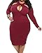 BIUBIU Women's Plus Size Sexy Long Sleeve Club Bodycon Midi Dress Red XL