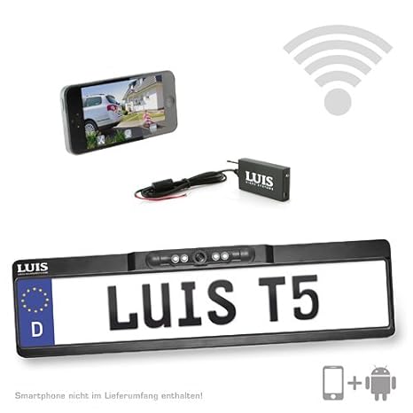 LUIS T5 Rückfahrkamera - Rückfahr-Kamera-System für iPhone, iPad und Android, Wifi / WLAN Kennzeichenkamera mit Nachtsicht bi