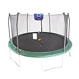 Skywalker Trampolines Jump N' Dunk Trampoline with Safety Enclosure and Basketball Hoop, Green, 15-Feet