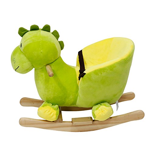 image for Kinbor Baby Kids Toy Plush Rocking Horse Little Dinosaur Theme Style R