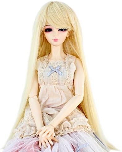 Synthetic Long Straight 9-10 Inch 1/3 BJD MSD DOD Pullip Dollfie Doll Wig Hair Accessories Not for Human (Beige)