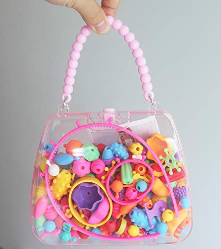 Edycur Pop Beads DIY Jewelry Making Kit, Art Crafts Toys for 3, 4, 5, 6, 7,8 Year Old Kids Girls,Hair Clasp,Necklace, Bracelet and Ring,Best Toys Gift for Kids